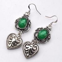 Em 0983b boucles oreilles emeraude 10x15 16gr bijou argent 925