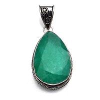 Em 0990a pendentif pendant emeraude 22x30 14gr bijou argent 925 