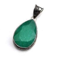 Em 0990b pendentif pendant emeraude 22x30 14gr bijou argent 925 