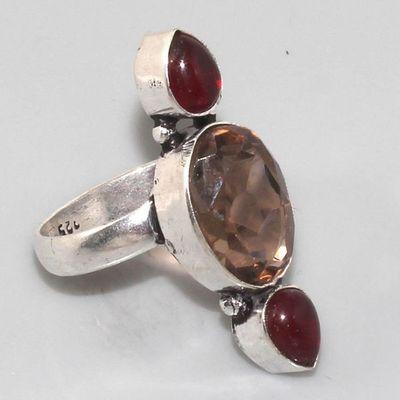 Gr 0030a bague medievale grenat mozambique quartz rose argent 926