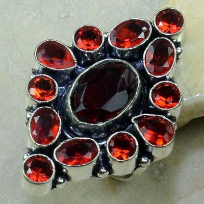 GR-0041 - Grosse BAGUE T 55 cabochon 13 GRENATS et monture argent 925 - 74,5 carats 14,9 gr