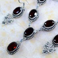 Gr 0185b parure collier boucles oreilles grenat mozambique bijoux argent 925 achat vente bijou