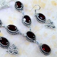 Gr 0185c parure collier boucles oreilles grenat mozambique bijoux argent 925 achat vente bijou