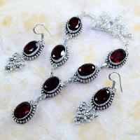 Gr 0185d parure collier boucles oreilles grenat mozambique bijoux argent 925 achat vente bijou