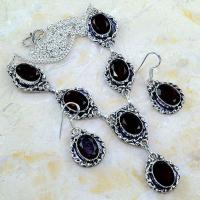 Gr 0187a parure collier boucles oreilles grenat mozambique bijoux argent 925 achat vente bijou