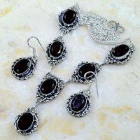 Gr 0187d parure collier boucles oreilles grenat mozambique bijoux argent 925 achat vente bijou