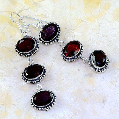 Gr 0192a boucles oreilles argent 925 grenat garnet achat vente bijou