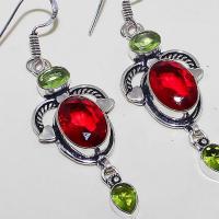 Gr 0445c boucles oreilles argent 925 grenat garnet peridot achat vente bijou