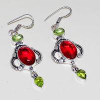 Gr 0456a boucles oreilles argent 925 grenat garnet peridot achat vente bijou