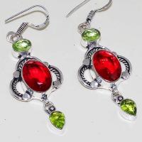 Gr 0456c boucles oreilles argent 925 grenat garnet peridot achat vente bijou