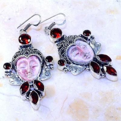 Gr 0466a boucles oreilles grenat steampunk jaspe bouddha argent 925 achat vente bijou