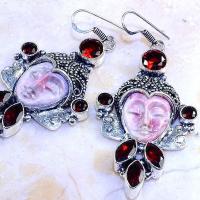 Gr 0466c boucles oreilles grenat steampunk jaspe bouddha argent 925 achat vente bijou