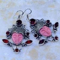 Gr 0528a boucles pendants oreilles bouddha argent 925 grenat garnet peridot achat vente bijou