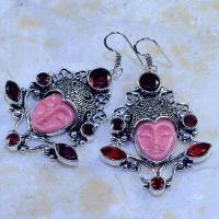 Gr 0528b boucles pendants oreilles bouddha argent 925 grenat garnet peridot achat vente bijou