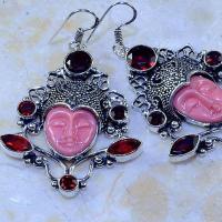 Gr 0528c boucles pendants oreilles bouddha argent 925 grenat garnet peridot achat vente bijou