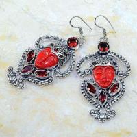 Gr 0590b boucles pendants oreilles bouddha grenat citrine achat vente bijou argent 925 1