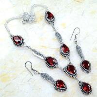 Gr 0595f parure collier boucles pendants oreilles grenat achat vente bijou argent 925