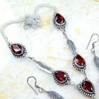 Gr 0595h parure collier boucles pendants oreilles grenat achat vente bijou argent 925