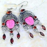 Gr 0596f boucles pendant oreilles bouddha grenat achat vente bijou esoterique argent 925