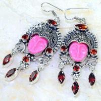 Gr 0596g boucles pendant oreilles bouddha grenat achat vente bijou esoterique argent 925