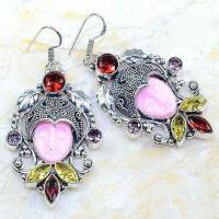 Gr 0598g boucles pendants oreilles bouddha grenat mozambique achat vente bijou argent 926