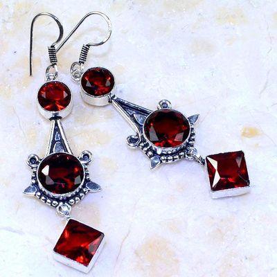 Gr 0599f boucles pendant oreilles grenat achat vente bijou esoterique argent 925