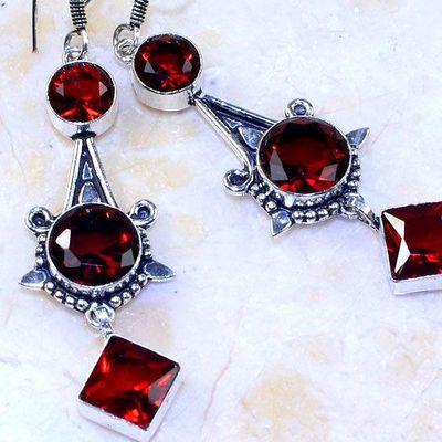 Gr 0599h boucles pendant oreilles grenat achat vente bijou esoterique argent 925