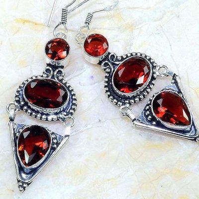 Gr 0600h boucles pendant oreilles grenat achat vente bijou esoterique argent 925