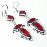 Gr 0606e boucles pendant oreilles grenat achat vente bijou ethnique argent 925