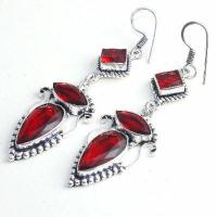 Gr 0606g boucles pendant oreilles grenat achat vente bijou ethnique argent 925