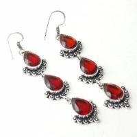 Gr 0607e boucles pendant oreilles grenat achat vente bijou ethnique argent 925