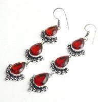 Gr 0607f boucles pendant oreilles grenat achat vente bijou ethnique argent 925