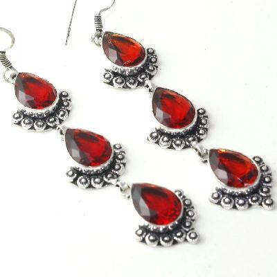 Gr 0607g boucles pendant oreilles grenat achat vente bijou ethnique argent 925