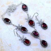 Gr 0612a parure collier boucles pendants oreilles grenat achat vente bijou argent 925