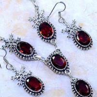 Gr 0612c parure collier boucles pendants oreilles grenat achat vente bijou argent 925