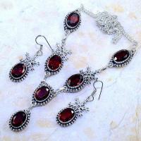 Gr 0612d parure collier boucles pendants oreilles grenat achat vente bijou argent 925