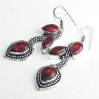 Gr 0615f boucles pendant oreilles grenat achat vente bijou ethnique argent 925