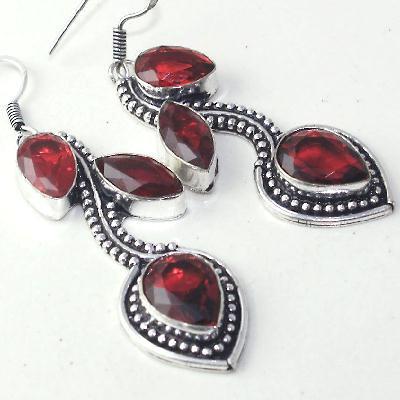 Gr 0615g boucles pendant oreilles grenat achat vente bijou ethnique argent 925