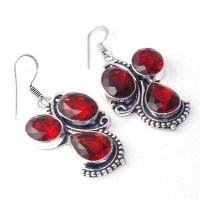 Gr 0619e boucles oreilles grenat achat vente bijoux argent 925