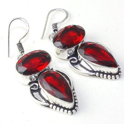 Gr 0628c boucles oreilles medievale grenat mozambique achat vente bijou argent 925