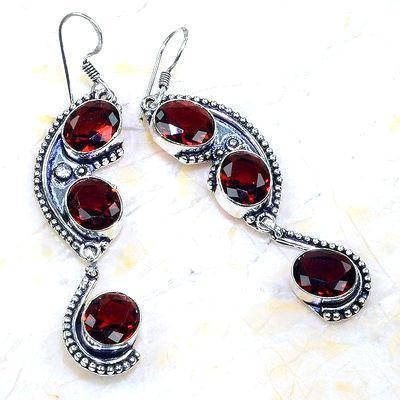 Gr 0642a boucles pendant oreilles grenat achat vente bijou esoterique argent 925