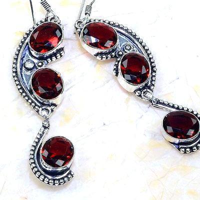 Gr 0642a boucles pendant oreilles grenat achat vente bijou esoterique argent 925