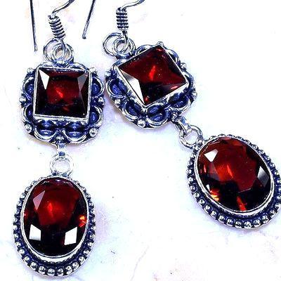 Gr 0645b boucles pendant oreilles grenat achat vente bijou esoterique argent 925