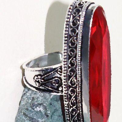 Gr 0650c bague chevaliere t59 grenat 14x30mm episcopale medievale achat vente bijou argent 925