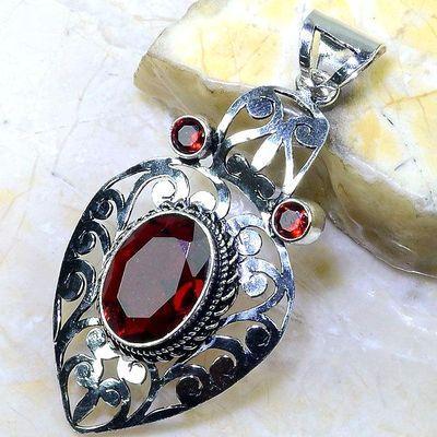 Gr 0651c pendentif pendant grenat 13x18mm antique medievale achat vente bijou argent 925