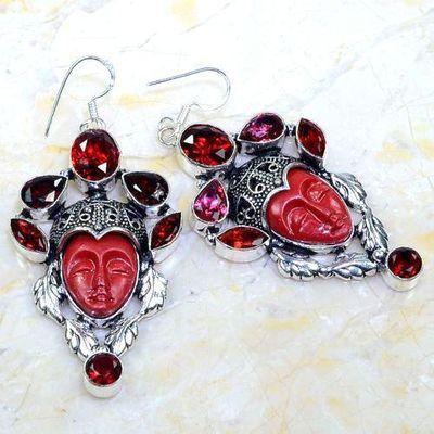 Gr 0659c pendentif pendant bouddha grenat 31gr bouddhisme achat vente bijou argent 925
