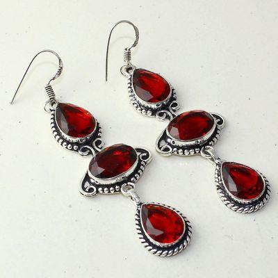 Gr 0661a boucles pendant oreilles grenat achat vente bijou ethnique argent 925