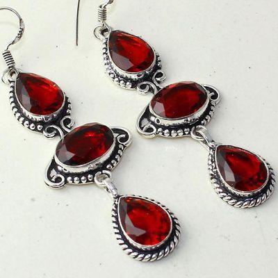 Gr 0661c boucles pendant oreilles grenat achat vente bijou ethnique argent 925