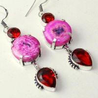 Gr 0663c boucles pendant oreilles grenat agate achat vente bijou ethnique argent 925