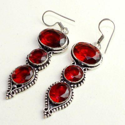 Gr 0664c boucles pendant oreilles grenat agate achat vente bijou ethnique argent 925